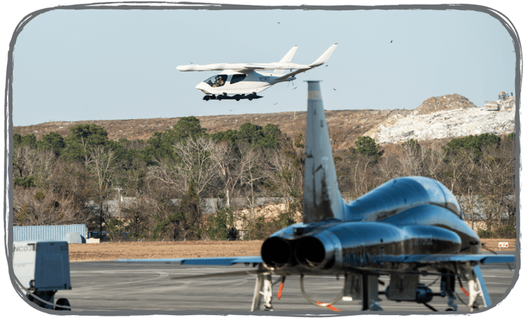A shot of ALIA and a fighter jet