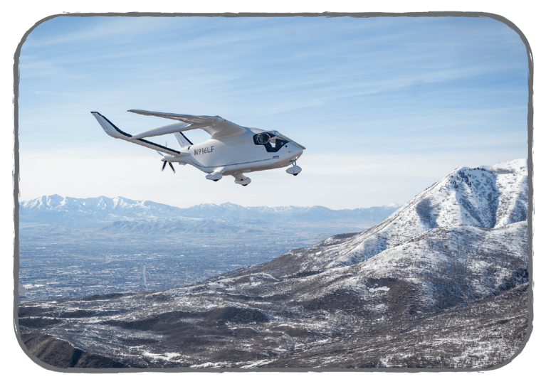 ALIA flying over snow capped mountains