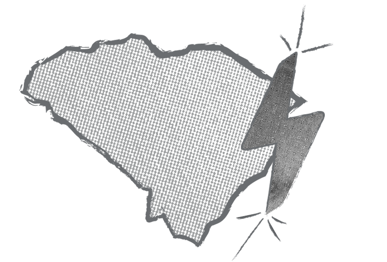 A sketch of SC with a lightning bolt